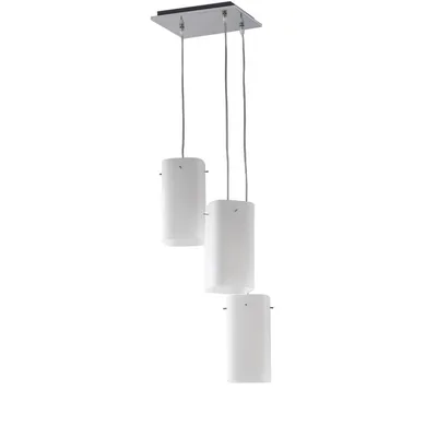 Sospensione moderna in vetro bianco, 3 pendenti, lampadina E27, 25x110cm