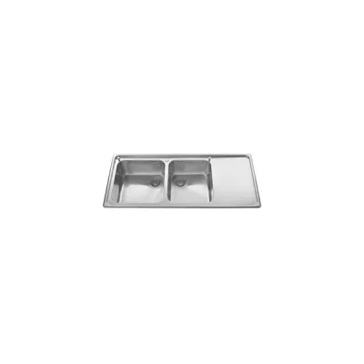 Alpes Lavello semifilo a due vasche 117/2V1SL con gocciolatoio a destra in acciaio inox da 117x51 cm