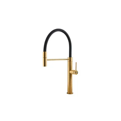 Foster Miscelatore monocomando con canna girevole e snodabile 8424 859 finitura acciaio PVD gold