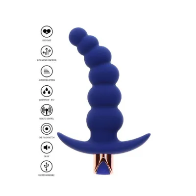 Plug anale a perle progressive Spunky 13,5 cm con telecomando vibrazioni 6 x