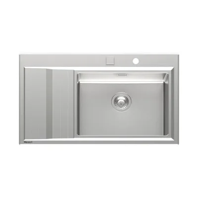 Foster Lavello una vasca con gocciolatoio a sinistra 4500 051 finitura acciaio inox da 87.3x51.3 cm