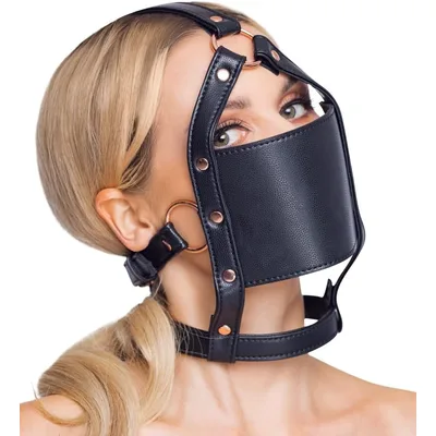Bavaglio in pelle PU con gag nero Bad Kitty Bondage Fetish BDSM S/L regolabile