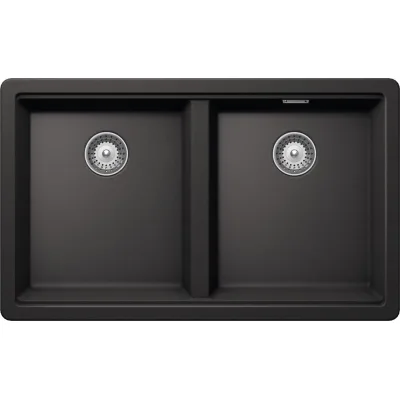 Schock Lavello due vasche BROOKLYN N200U BYKN200U13 finitura nero assoluto da 73.2x43.8 cm