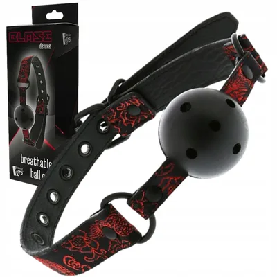 Dream Toys Blaze Deluxe Ball Gag Traspirante Regolabile Nero Rosso BDSM lusso
