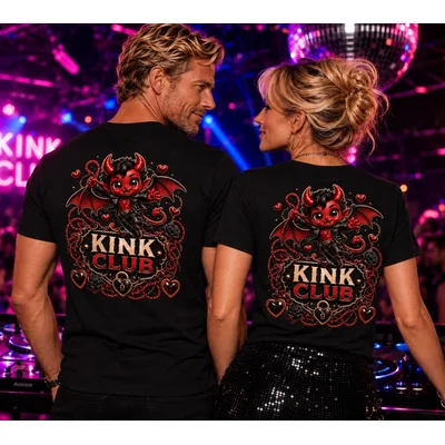 T-shirt Kink Club unisex BDSM fetish per coppie e lifestyle kink - Nero, L