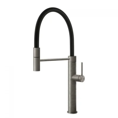 Gessi Miscelatore semi pro monocomando con doccetta estraibile Kitchen Meccanica 60012 239 finitura Steel Brushed