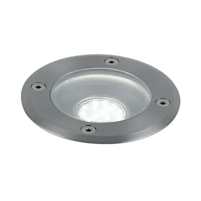 Incasso calpestabile rotondo in acciaio inox grigio, 1 lampadina GU10, 10.3x11.8cm