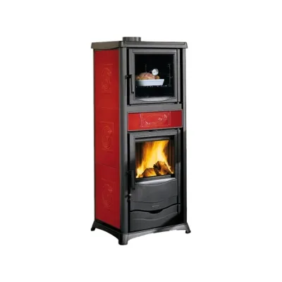 La Nordica Stufa a legna con forno ROSSELLA PLUS FORNO.165 CERAMICA 3009900 finitura bordeaux