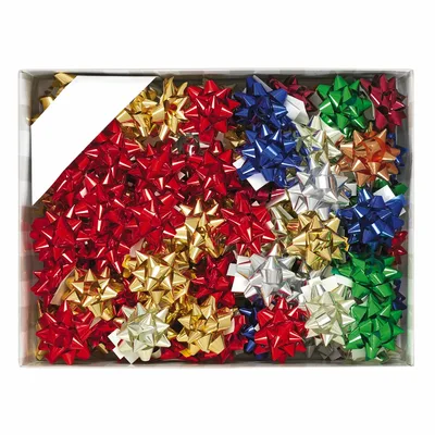 Scatola di fiocchi regalo colori assortiti - Polipropilene + poliestere, 100 fiocchi, 14 scatole