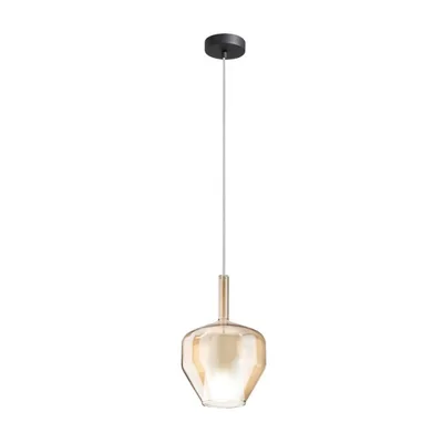Sospensione in vetro ambra, lampadina E27, 20x234cm