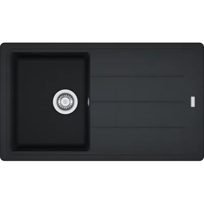 Franke: Lavello una vasca con gocciolatoio Boston Incasso BFG 611-86 114.0370.202 finitura fragranite nero da 86x50 cm