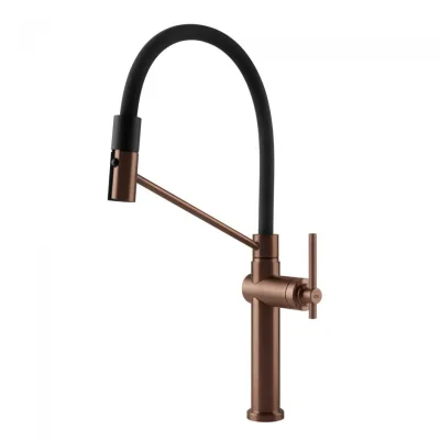 Gessi Miscelatore semi pro monocomando con doccetta estraibile Habito 60664 708 finitura Copper Brushed