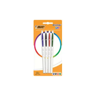 Bic Cristal Up Confezione da 4 Penne a sfera Punta tonda1,2 mm Linea 0,6 mm 949871