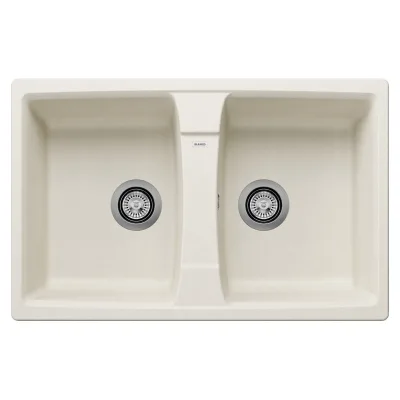 Blanco Lavello due vasche SONA 8 1557097 finitura soft white da 78x50 cm - Sopratop