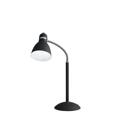 Lampada da tavolo in metallo nero con diffusore orientabile, 1 luce E27, 17x52cm