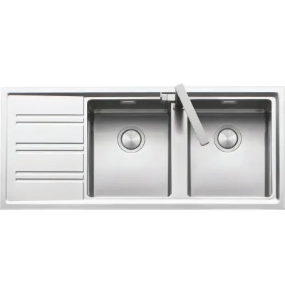 Barazza Lavello due vasche con gocciolatoio sx EASY KIT 1LES12RS finitura inox satinato da 116x50 cm