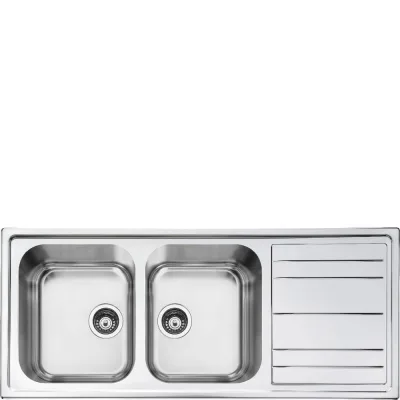 Smeg Lavello due vasche con gocciolatoio LPR116 finitura acciaio inox da 116 cm - IN PROMOZIONE FINO AL 30/06