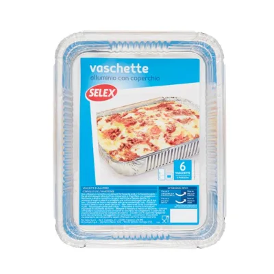 Selex Contenitore in Alluminio con Coperchio 22x17x3,5 cm 6Pz