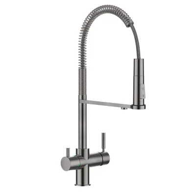 ProAcqua Miscelatore doppio comando a 5 vie OMIN 1801053 finitura nichel spazzolato - con set depuratore