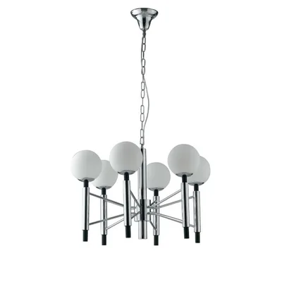 Lampadario a sospensione Cromo/Nera 6Xe14 70X120X15Cm