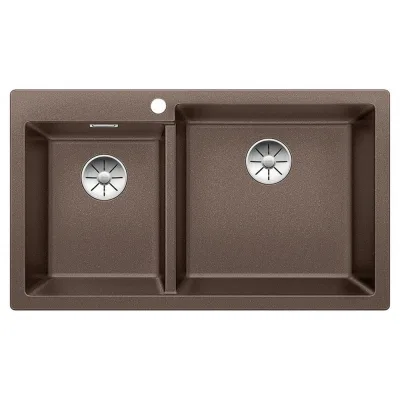 Blanco Lavello due vasche PLEON 9 1518353 finitura caffè da 86x50 cm - Sopratop