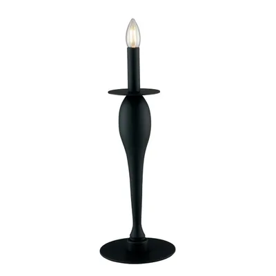 Lampada da tavolo classica in metallo nero e piattino nero, 1 lampadina E14, 45x18cm