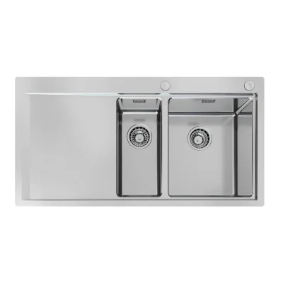 Foster Lavello una vasca con vaschetta e gocciolatoio a sinistra 1251 051 finitura acciaio inox da 100x52 cm - IN PROMOZIONE FINO AL 30/06