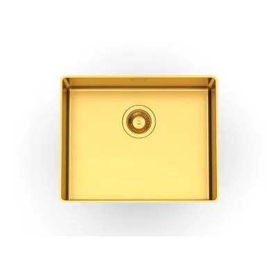 Foster Lavello una vasca 4350 059 finitura acciaio PVD gold da 51.6x41.6 cm - IN PROMOZIONE FINO AL 30/06