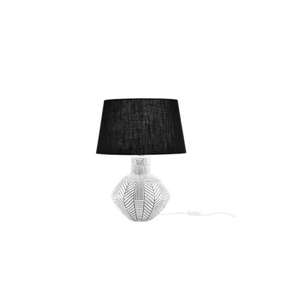 Lampada da tavolo in ceramica con decoro geometrico, 1 luce E27, 38x51cm