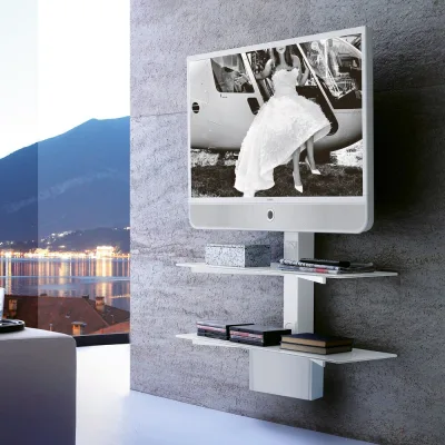 X.ABITAre Porta TV Erik art. XL.82.B con struttura in metallo da L.100 cm e H.110 cm - Con fissaggio a muro