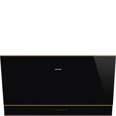 Smeg S Cappa a parete KV694R finitura vetro nero e rame da 90 cm