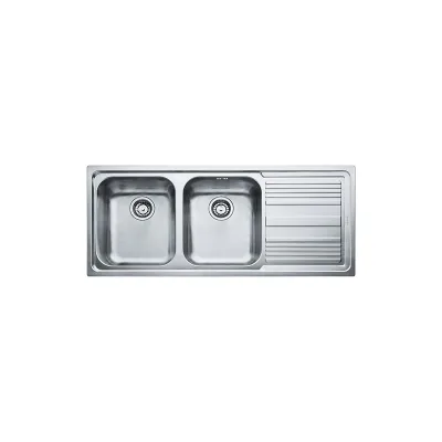 Franke: Lavello due vasche con gocciolatoio a destra Logica Line LLL 621 101.0086.271 finitura dekor da 116x50 cm
