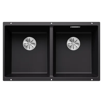 Blanco Lavello a due vasche SUBLINE 350/350-U Platinum 5525987 finitura nero da 75x46 cm - Sottotop