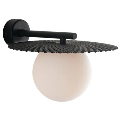 Applique nero opaco con diffusore in vetro bianco opale, LED G9, 22x16.5cm