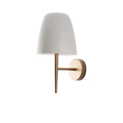 Applique da parete elegante in vetro soffiato bianco e oro, lampadina E14, 22x33.7cm