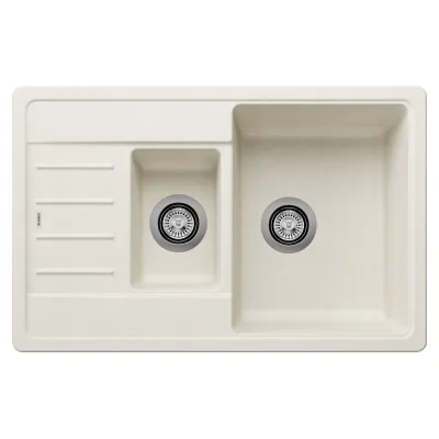 Blanco Lavello una vasca con vaschetta e gocciolatoio METRA 6 S Compact 1527114 finitura soft white da 78x50 cm - Sopratop