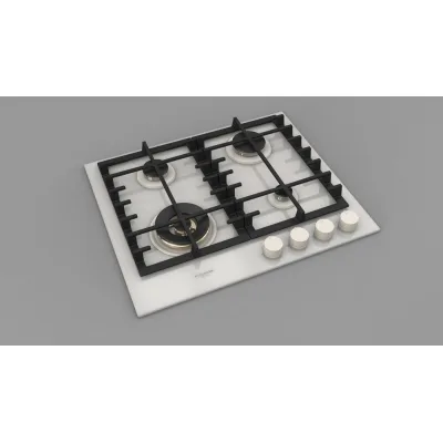 Fulgor Piano cottura a gas FPH 604 G WK WHG finitura vetro bianco da 60 cm