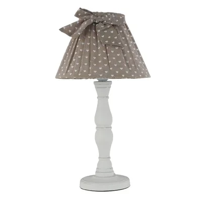 Lampada da tavolo in legno naturale e paralume in tessuto tortora 1Xe14 22X41Cm