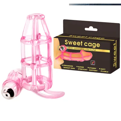 Sweet Cage Gabbia Pene Rosa Flessibile con Vibratore Bullet Removibile – Sex Toy Uomo