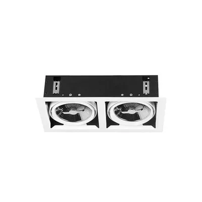 Struttura incasso doppio 2 qr111gu10 acciaio bianco orientabile