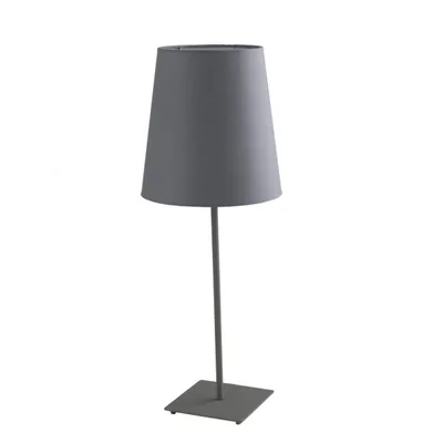 Lampada da tavolo in metallo grigio con paralume in tessuto, 1 luce E27, 24x63.5cm