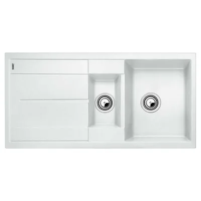 Blanco Lavello una vasca con vaschetta e gocciolatoio METRA 6 S 1513223 finitura bianco da 100x50 cm - Sopratop