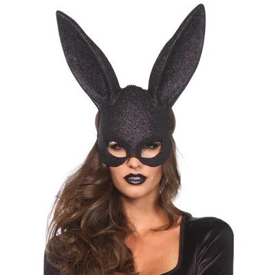 Leg Avenue Maschera Coniglio Glitter Nero Rabbit Mask One Size Costume