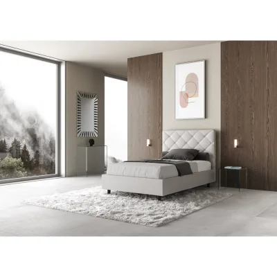 Ityhome Letto una piazza e mezza Priya in similpelle da 110 cm