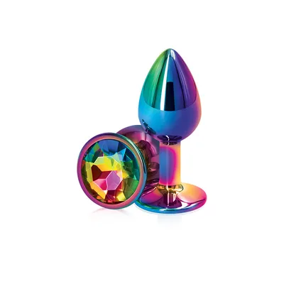 Plug anale piccolo alluminio multicolore base gioiello rainbow sex toy