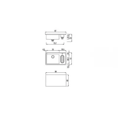 Alpes Lavello filotop LFPS 587/1V1B con bacinella in acciaio inox da 87x51 cm