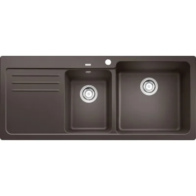 Blanco Lavello una vasca con gocciolatoio sx NAYA 8 S 1525786 finitura caffè da 116x50 cm - Sopratop