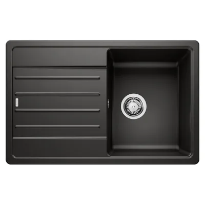 PRONTA CONSEGNA - Blanco Lavello una vasca con gocciolatoio LEGRA 45 S 1526083 finitura nero da 78x50 cm - Sopratop