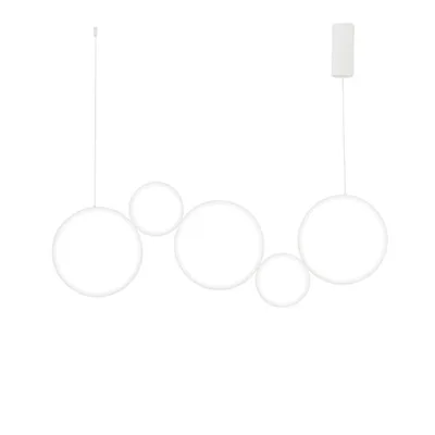Lampadario a sospensione LED bianco in alluminio, 60W, CCT, 115x150 cm