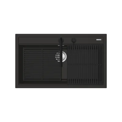 Barazza Lavello una vasca CITY KIT 1LCY91NK finitura b_granite nero da 86x51 cm Con kit accessori e miscelatore - IN PROMOZIONE FINO AL 6/07